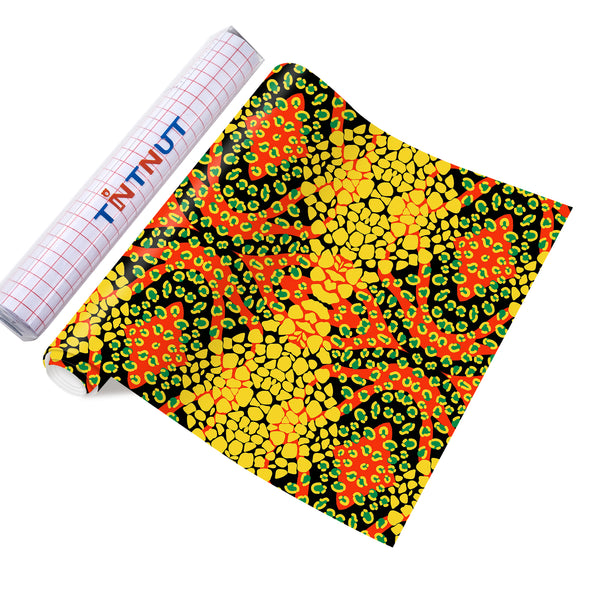 Tintnut Kwanzaa Adhesive Vinyl, Kente Pattern Printed Permanent Vinyl Sheets Kwanzaa Permanent Vinyl Machine for Decor Sticker