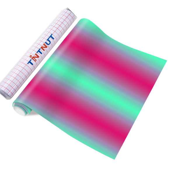 Tintnut Pink Blue Permanent Vinyl Gradient Adhesive Self Sticker, Ombre Glossy Self Sticker Water Proofing Vinyl