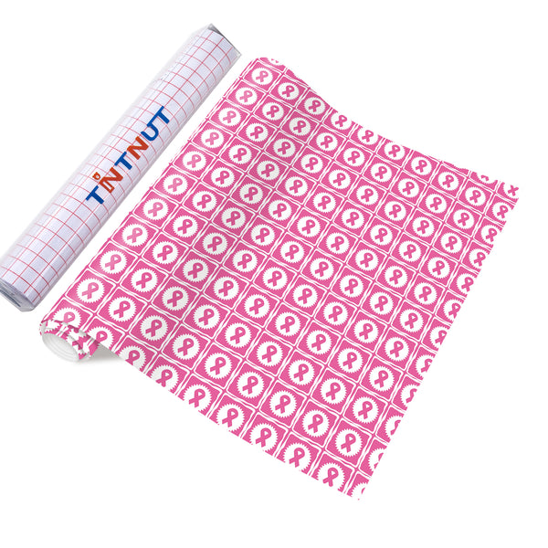 Tintnut Black Pink Permanent Vinyl,Pink Premanent Adhesive Vinyl,Pink Ribbon for Mugs,Self Sticker Water proofing Vinyl
