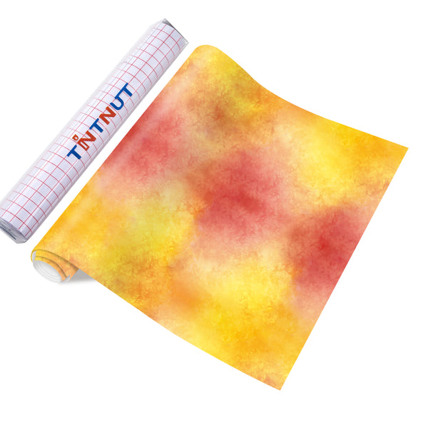 Tintnut Watercolor Permanent Adhesive Vinyl,Yellow-Red Color Gradient Permanent Vinyl for Cutting Machine,Waterproof Vinyl for Home Decor Self Sticker