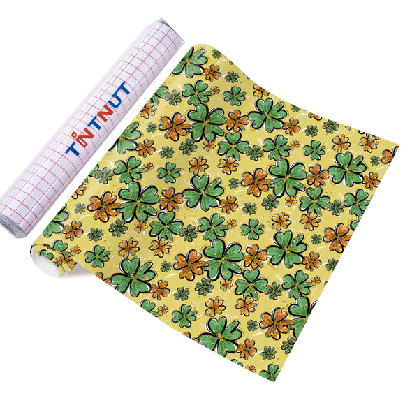 Tintnut Four-leaf Clover Permanent Adhesive Vinyl,Green Permanent Vinyl,Permanent Outdoor Vinyl for Decor Sticker, Self Sticker Water Proofing Vinyl