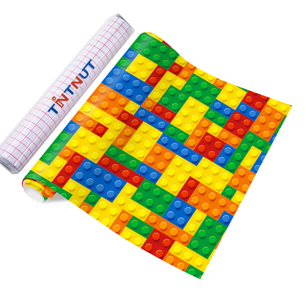 Tintnut Building Block Permanent Vinyl,Toy Patterned Permanent Adhesive Vinyl for Cutting Machine,Home Decor Self Sticker