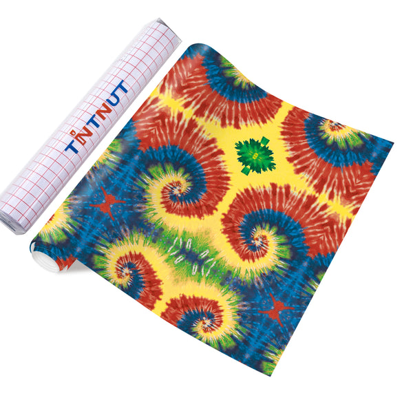 Tintnut Tie Dye Adhesive Vinyl, Seamless Colorful Permanent Vinyl, Swirl Pattern Self Sticker Water proofing Vinyl