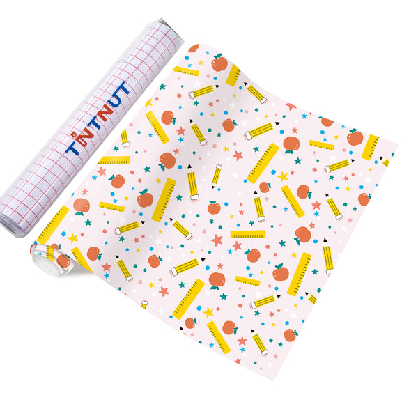 Tintnut School Patterned Permanent Adhesive Vinyl,Teachers Kindergarten Patterned Permanent Vinyl for Cutting Machine,Home Decor Self Sticker