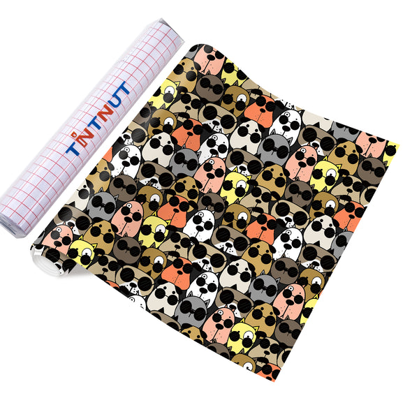 Tintnut Dog Patterned Permanent Adhesive Vinyl,Cartoon Dog Permanent Vinyl for Cutting Machine,Waterproof Vinyl for Home Decor Self Sticker
