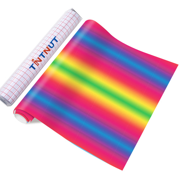 Tintnut Rainbow Permanent Vinyl Gradient Adhesive Self Sticker, Ombre Glossy Self Sticker Water Proofing Vinyl