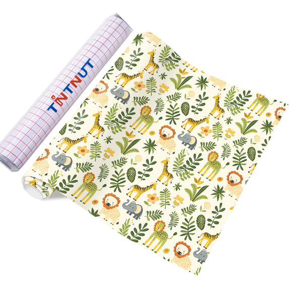 Tintnut Animals Patterned Permanent Adhesive Vinyl,Forest Animals Permanent Vinyl for Cutting Machine,Waterproof Vinyl for Home Decor Self Sticker