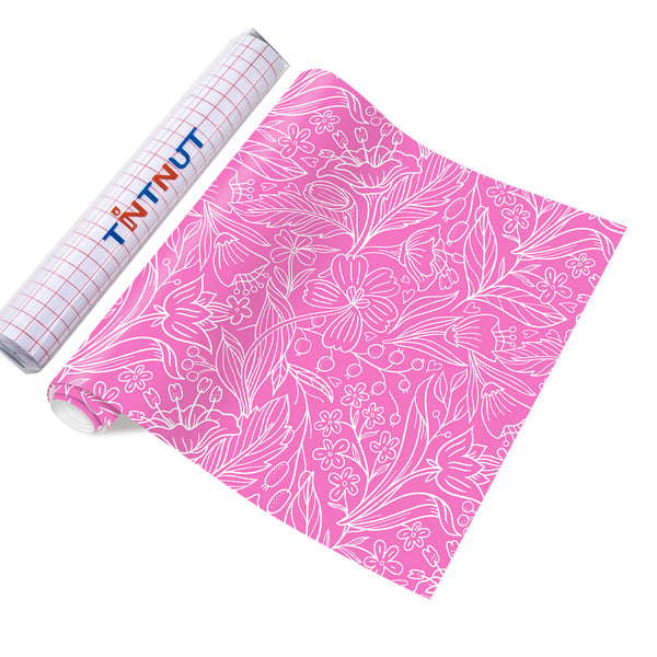 Tintnut Plaid Pattern Permanent Vinyl,Pink Plaid Patterned Permanent Adhesive Vinyl for Cutting Machine,Self Sticker Water proofing Vinyl