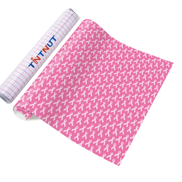 Tintnut Black Pink Permanent Adhesive Vinyl,Pink Premanent Vinyl,Pink Ribbon for Mugs,Self Sticker Water proofing Vinyl