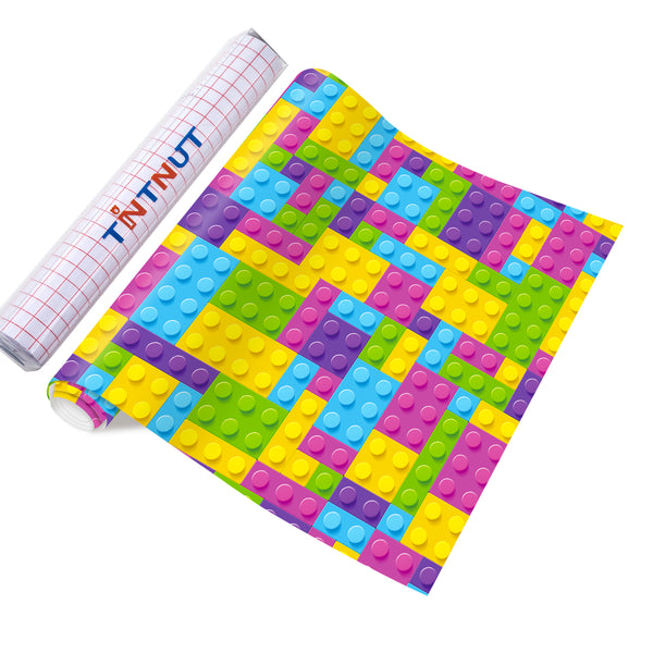 Tintnut Building Block Permanent Adhesive Vinyl,Toy Patterned Permanent Vinyl for Cutting Machine,Home Decor Self Sticker