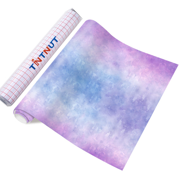 Tintnut Watercolor Permanent Adhesive Vinyl,Purple-Blue Color Gradient Permanent Vinyl for Cutting Machine,Waterproof Vinyl for Home Decor Self Sticker