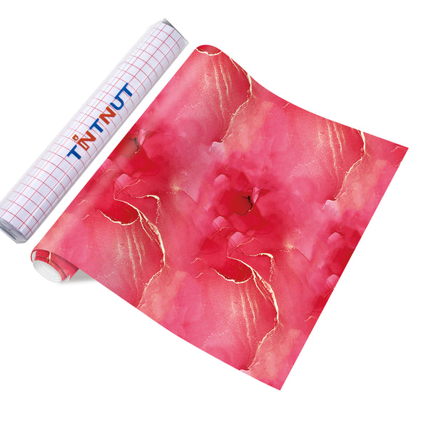 Tintnut Marble Permanent Vinyl, Rose Gold Marble Adhesive Vinyl Sheets, Watercolor Gold Pattern Self Sticker Water proofing Vinyl