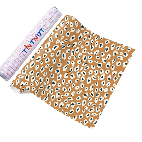 Tintnut Leopard Print Pattern Permanent Vinyl,Animal Print Permanent Adhesive Vinyl for Cutting Machine, Home Decor Self Sticker