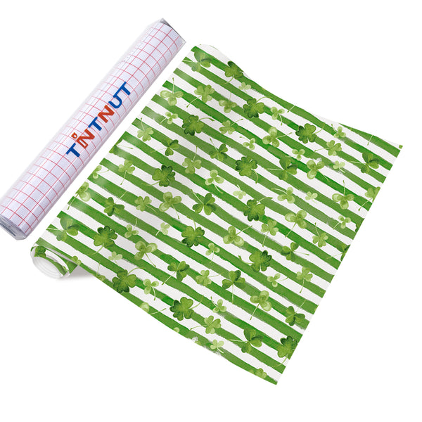 Tintnut Four-leaf Clover Permanent Adhesive Vinyl,Green Permanent Vinyl,Permanent Outdoor Vinyl for Cutting Machine, Self Sticker Water Proofing Vinyl