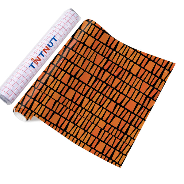 Tintnut Kwanzaa Adhesive Vinyl, Kente Pattern Printed Permanent Vinyl Sheets Kwanzaa Adhesive Vinyl Machine for Decor Sticker