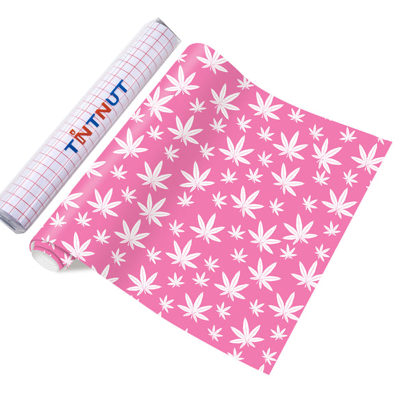 Tintnut Cannabis Pattern Permanent Vinyl, Weed Leaf Self Adhesive Vinyl Marijuana Leaves Vinyl Outdoor Vinyl for Decor Sticker