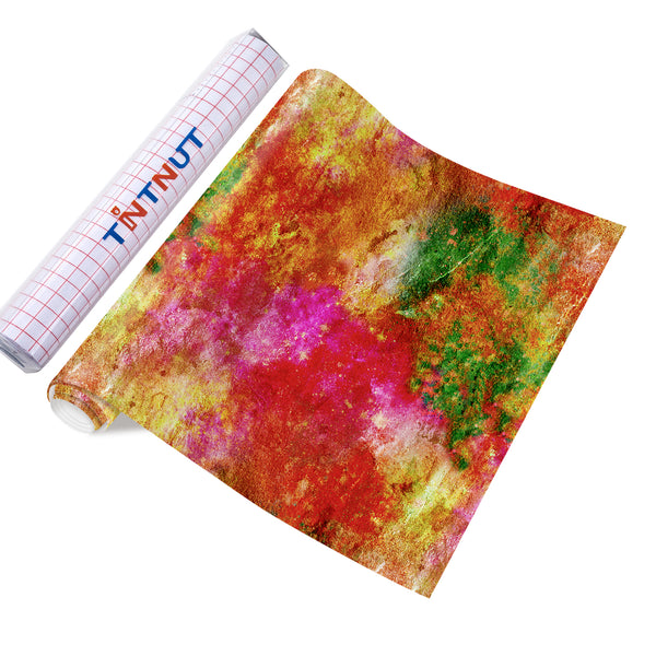 Tintnut Grungy Watercolor Permanent Adhesive Vinyl,Neon Bold Rainbow Pattern Adhesive Vinyl,Home Decor Self Sticker