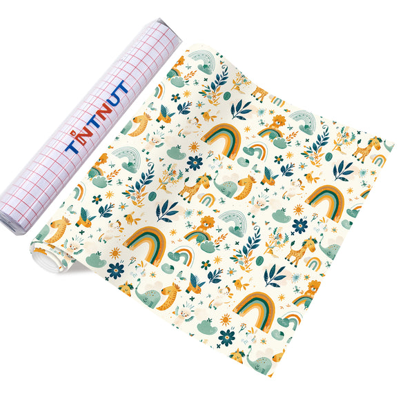 Tintnut Forest Animals Patterned Permanent Adhesive Vinyl,Animals Permanent Vinyl for Cutting Machine,Waterproof Vinyl for Home Decor Self Sticker