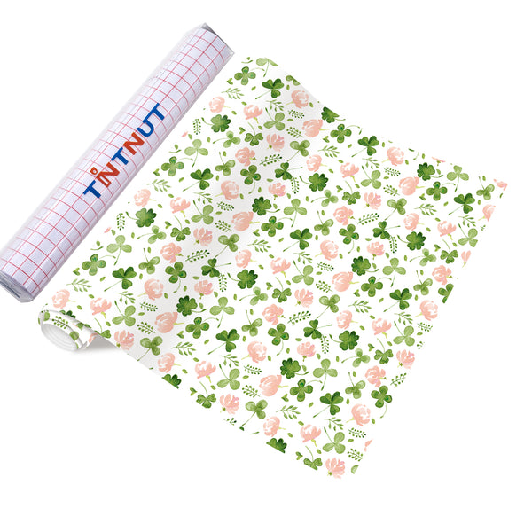 Tintnut Four-leaf Clover Permanent Vinyl,Green Permanent Adhesive Vinyl,Permanent Outdoor Vinyl for Cutting Machine, Self Sticker Water Proofing Vinyl