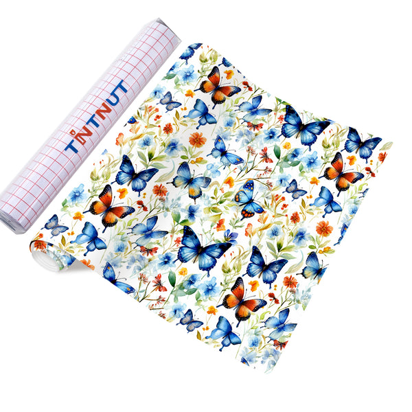 Tintnut Colorful Butterfly Patterned Permanent Adhesive Vinyl,Butterfly Permanent Vinyl for Cutting Machine,Home Decor Self Sticker