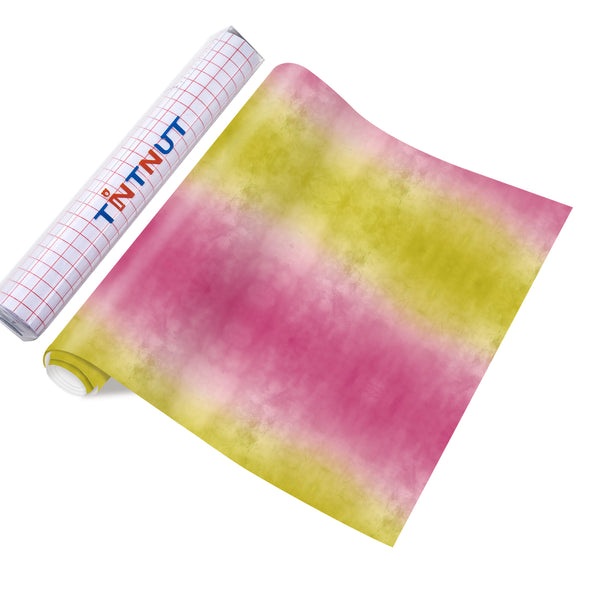 Tintnut Watercolor Permanent Adhesive Vinyl,Yellow-Pink Color Gradient Permanent Vinyl for Cutting Machine,Waterproof Vinyl for Home Decor Self Sticker