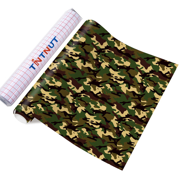 Tintnut Army Style Permanent Vinyl，Patterned Adhesive Vinyl  Perfect Suited All Machine,Self Sticker Water proofing Vinyl