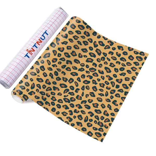 Tintnut Animal Print Pattern Permanent Vinyl,Leopard Print Permanent Adhesive Vinyl for Cutting Machine,Self Sticker Water proofing Vinyl