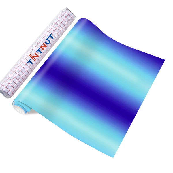 Tintnut Blue Permanent Vinyl Gradient Adhesive Self Sticker, Ombre Glossy Self Sticker Water Proofing Vinyl
