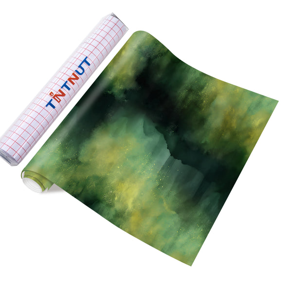 Tintnut Watercolor Permanent Adhesive Vinyl,Dark Green Color Gradient Permanent Vinyl for Cutting Machine,Waterproof Vinyl for Home Decor Self Sticker