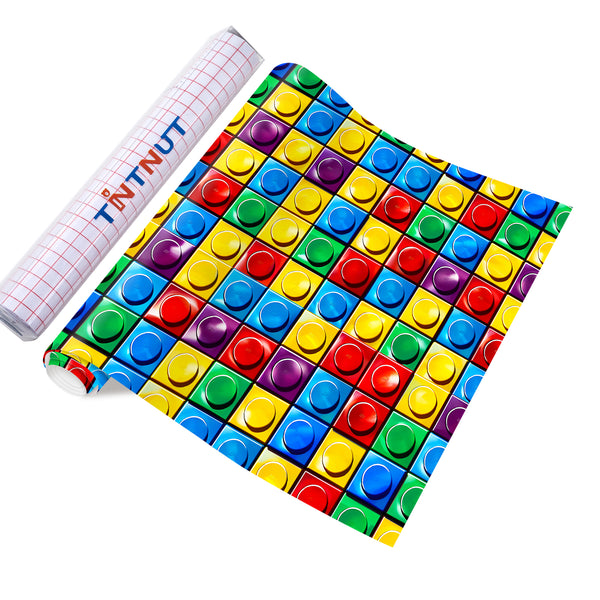 Tintnut Building Block Permanent Vinyl,LEGO Patterned Permanent Adhesive Vinyl Compatible with Cricut Machine,Home Decor Self Sticker