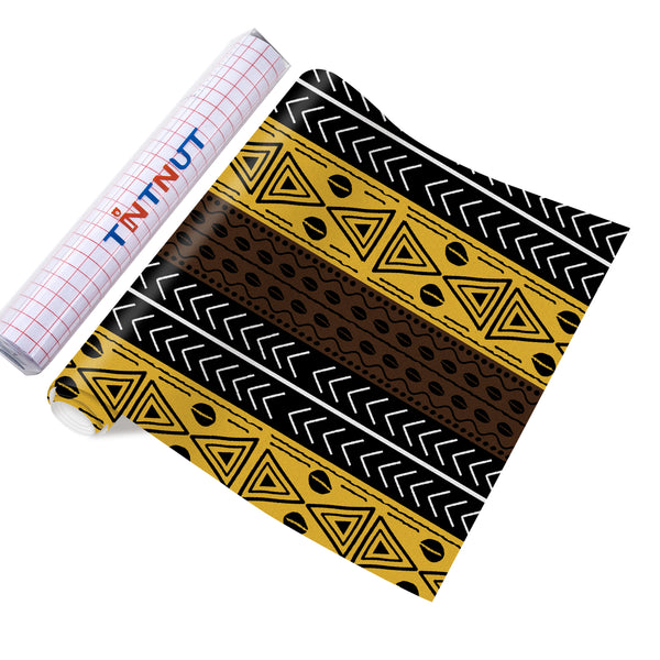 Tintnut Kwanzaa Permanent Vinyl, Kente Pattern Printed Adhesive Vinyl Kwanzaa Adhesive Vinyl Sheets Machine for Decor Sticker