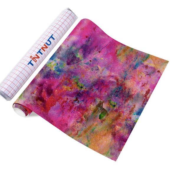 Tintnut Grungy Watercolor Permanent Adhesive Vinyl,Neon Pink Blend Pattern Adhesive Vinyl,Home Decor Self Sticker