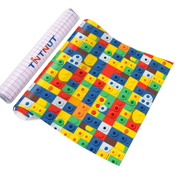 Tintnut Building Block Permanent Adhesive Vinyl,LEGO Patterned Permanent Vinyl Compatible with Cricut Machine,Home Decor Self Sticker
