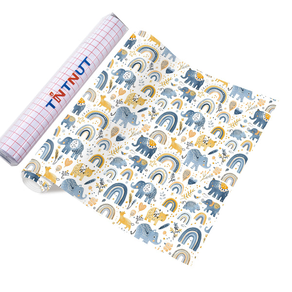 Tintnut Animals Patterned Permanent Adhesive Vinyl,Forest Animals Permanent Vinyl for Mugs,Waterproof Vinyl for Home Decor Self Sticker
