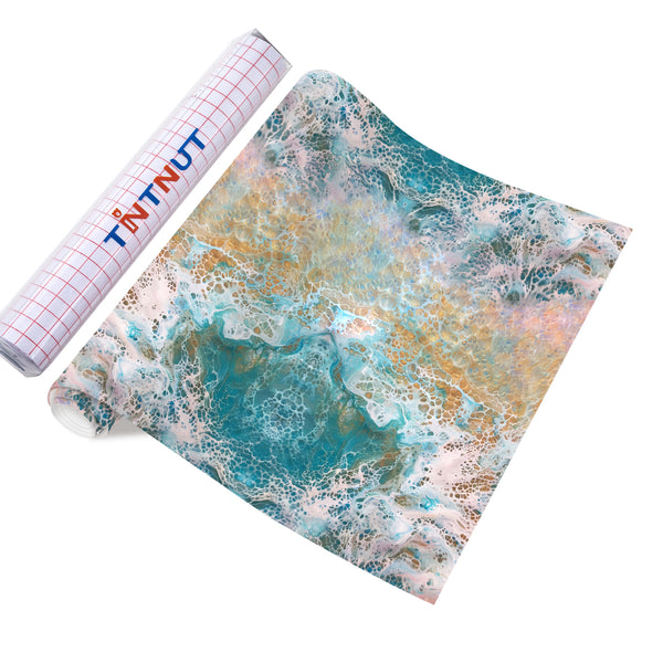Tintnut Liquid Marble Permanent Adhesive Vinyl, Marble Vinyl Watercolor Pattern Printed Adhesive Vinyl, Marbling Print Outdoor Vinyl for Decor Self Sticker