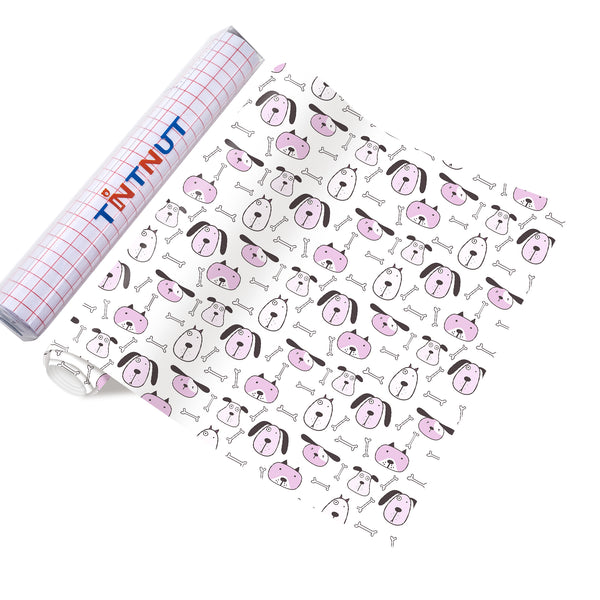 Tintnut Dog Patterned Permanent Vinyl,Cartoon Dog Permanent Adhesive Vinyl for Decor Sticker, Self Sticker Water proofing Vinyl