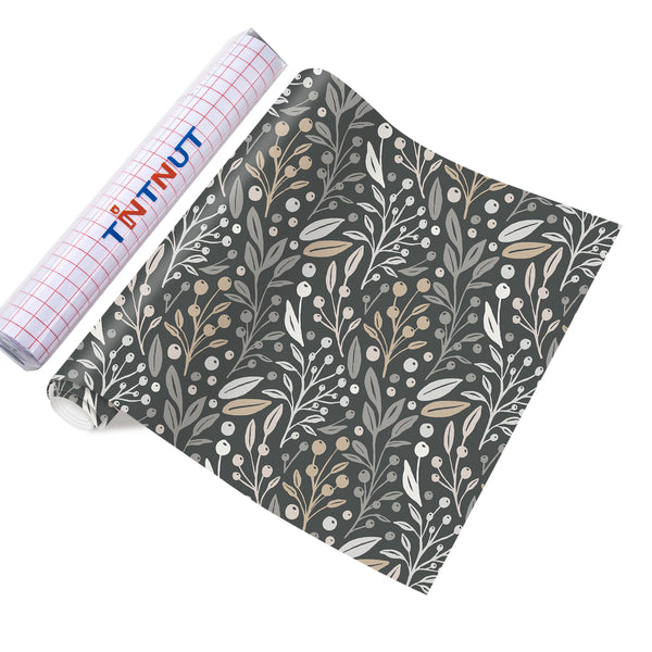 Tintnut Grey and White Boho Permanent Adhesive Vinyl,Grey and White Pattern Self Adhesive Vinyl Boho Permanent Vinyl for for Cutting Machine