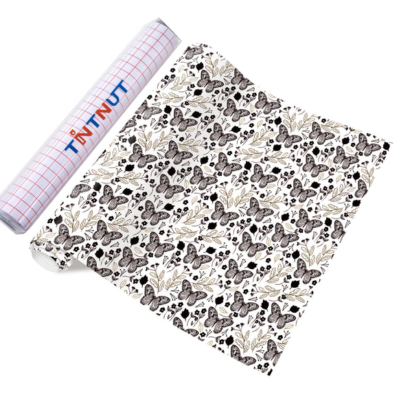 Tintnut Butterfly Patterned Permanent Vinyl,Colorful Butterfly Permanent Adhesive Vinyl for Cutting Machine,Self Sticker Water proofing Vinyl
