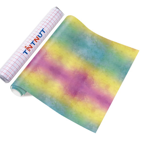 Tintnut Watercolor Permanent Adhesive Vinyl,Color Gradient Permanent Vinyl for Cutting Machine,Waterproof Vinyl for Home Decor Self Sticker