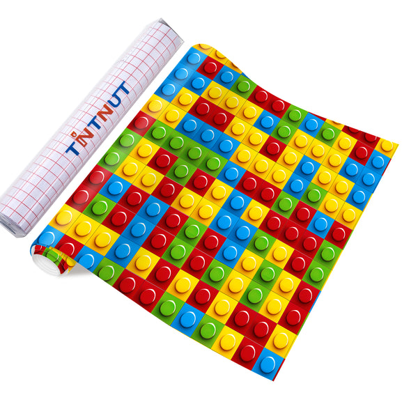 Tintnut Building Block Permanent Vinyl,Toy Patterned Permanent Adhesive Vinyl for Cutting Machine,Self Sticker Water proofing Vinyl