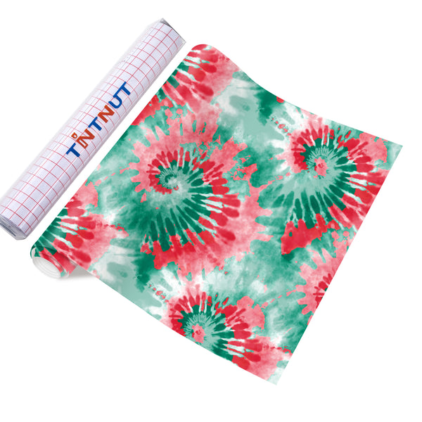 Tintnut Tie Dye Permanent Adhesive Vinyl, Swirl Pattern Adhesive Vinyl, Seamless Colorful Self Sticker Water proofing Vinyl