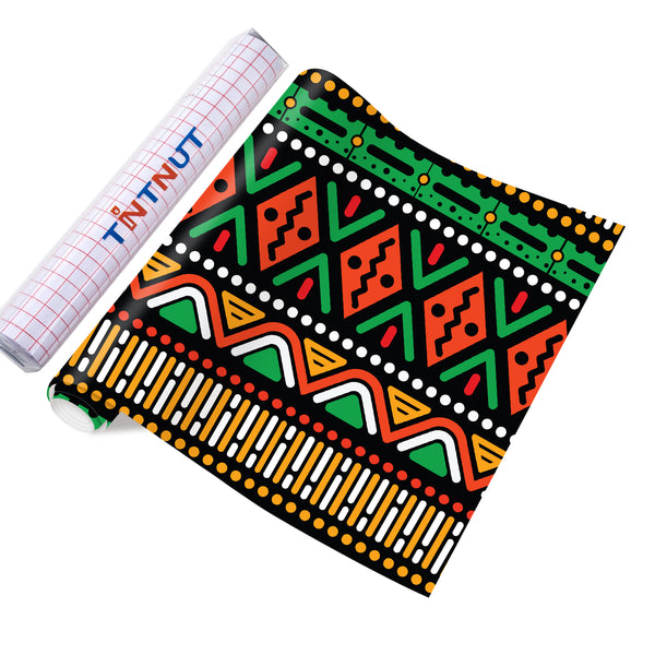 Tintnut Kwanzaa Permanent Adhesive Vinyl, Kente Pattern Printed Adhesive Vinyl Kwanzaa Vinyl Sheets Machine for Decor Sticker