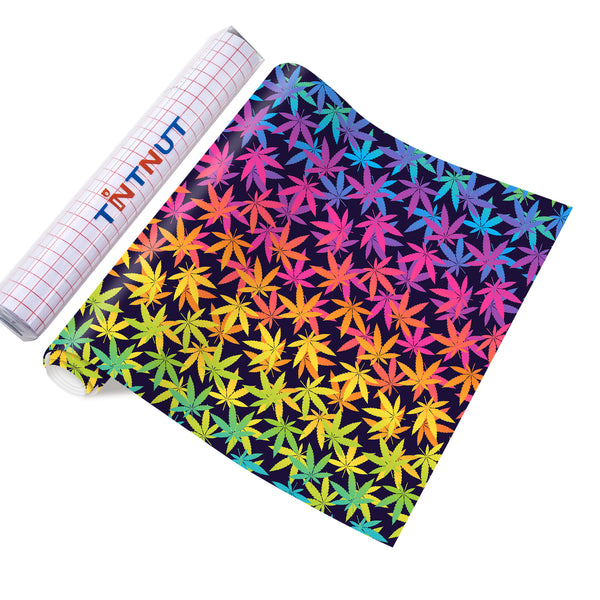 Tintnut Weed Leaf Pattern Permanent Vinyl, Cannabis Self Adhesive Vinyl Marijuana Leaves Vinyl Outdoor Vinyl for Decor Sticker