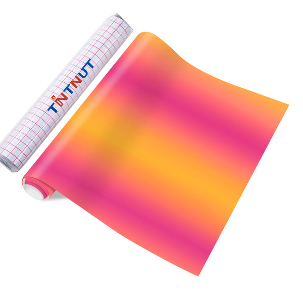 Tintnut Yellow Pink Permanent Vinyl Gradient Adhesive Self Sticker, Ombre Glossy Self Sticker Water Proofing Vinyl