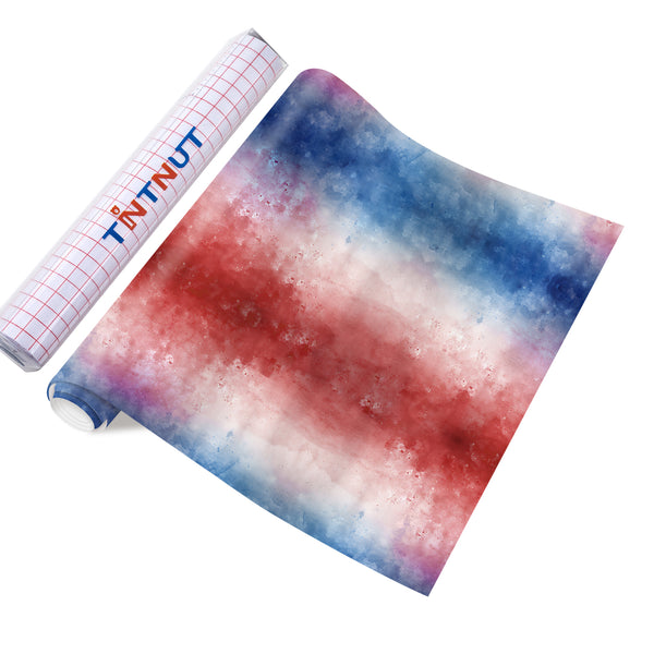 Tintnut Watercolor Permanent Adhesive Vinyl,Blue-Red Color Gradient Permanent Vinyl for Cutting Machine,Waterproof Vinyl for Home Decor Self Sticker