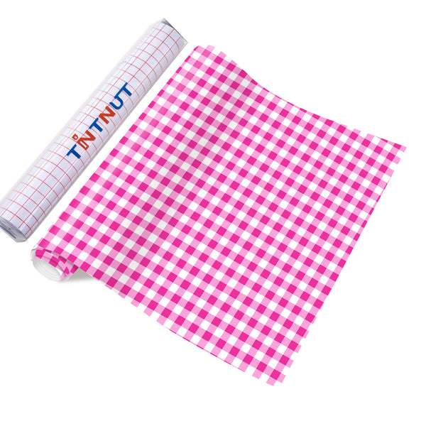 Tintnut Plaid Pattern Permanent Vinyl,Permanent Adhesive Vinyl for Decor Sticker, Self Sticker Water proofing Vinyl