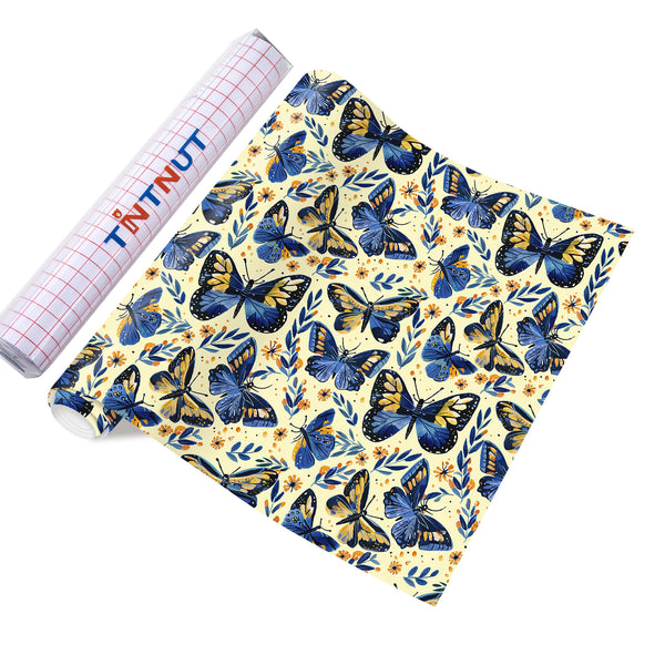 Tintnut Butterfly Patterned Permanent Adhesive Vinyl,Colorful Butterfly Permanent Vinyl for Cutting Machine,Self Sticker Water proofing Vinyl