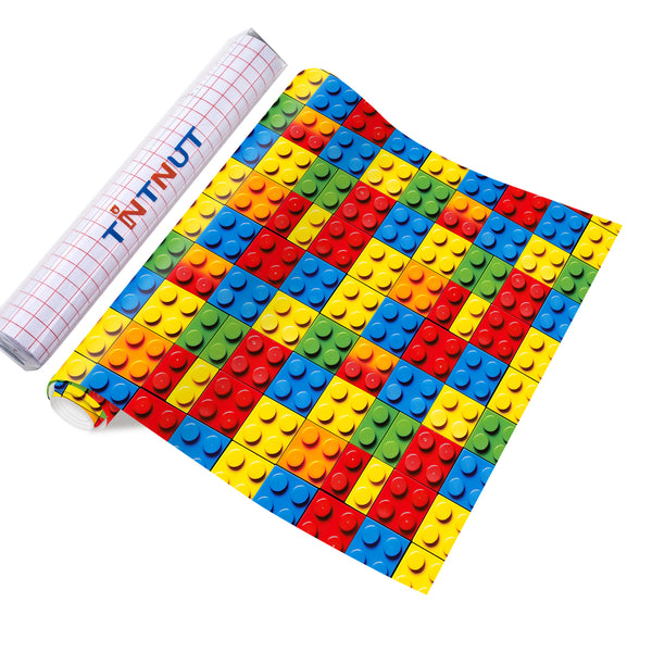 Tintnut Building Block Permanent Adhesive Vinyl,Toy Patterned Permanent Vinyl for Cutting Machine,Self Sticker Water proofing Vinyl