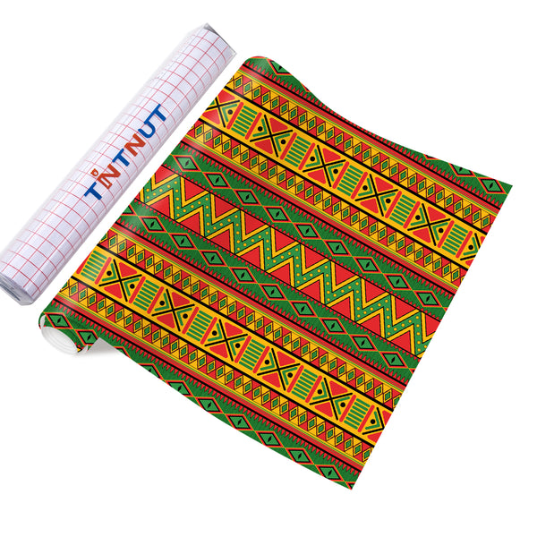 Tintnut Kwanzaa Permanent Vinyl, Kente Pattern Printed Adhesive Vinyl Kwanzaa Vinyl Sheets Machine for Decor Sticker
