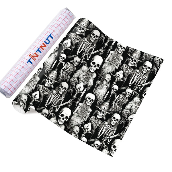 Tintnut Horror Halloween Permanent Vinyl,Halloween Patterned Permanent Adhesive Vinyl for Decor Sticker, Self Sticker Water proofing Vinyl